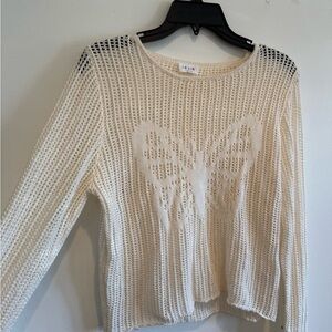 Y2K Crochet Sweater Butterfly Open Knit Long Sleeve 90's Fashion Feminine